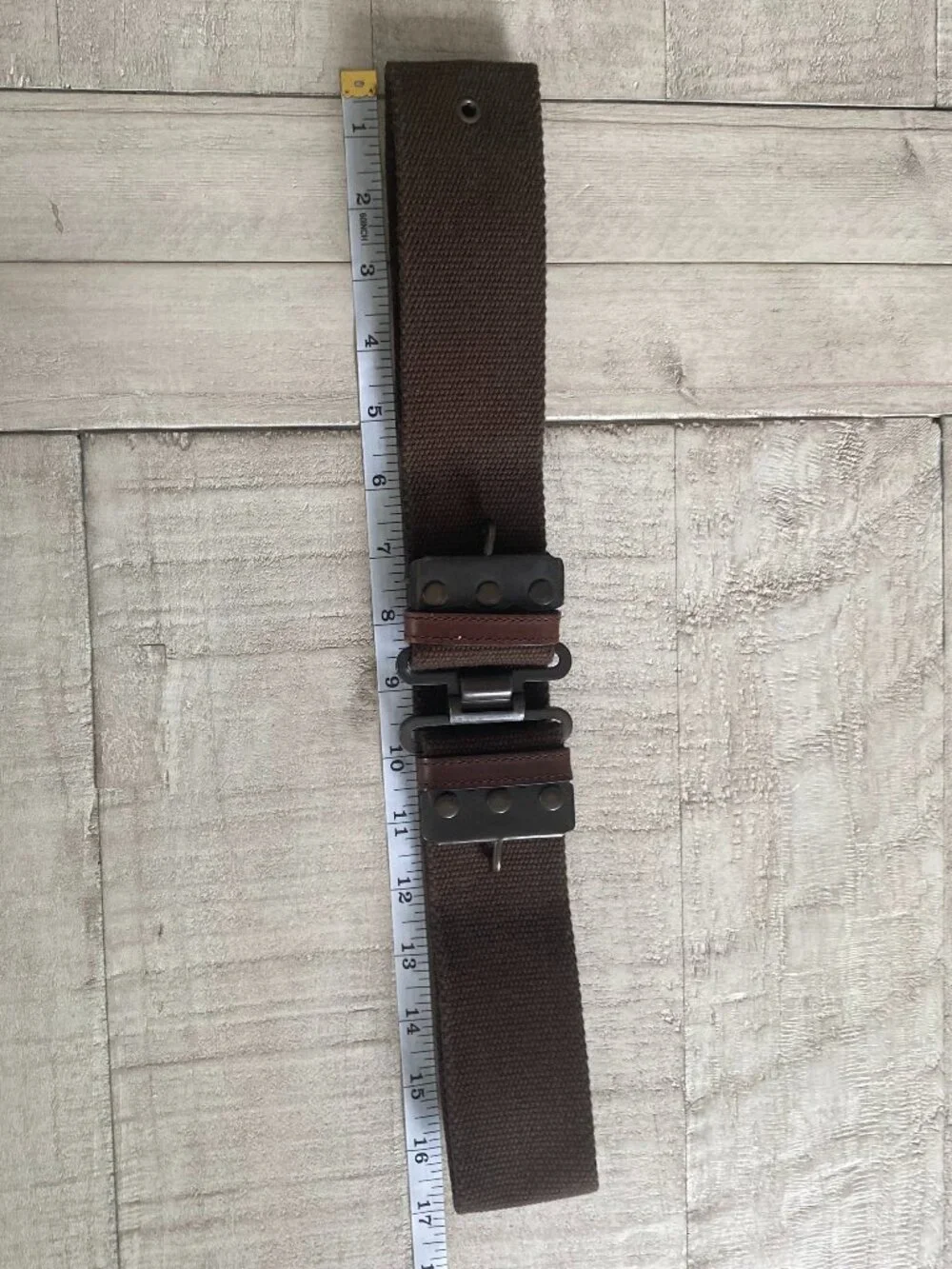 Vintage Military Style Brown Canvas Web Waist Belt